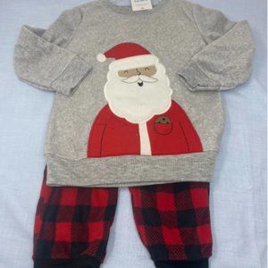 Carter's Just One You Santa Christmas Outfit red buffalo plaid 2 pc set 2T NWT